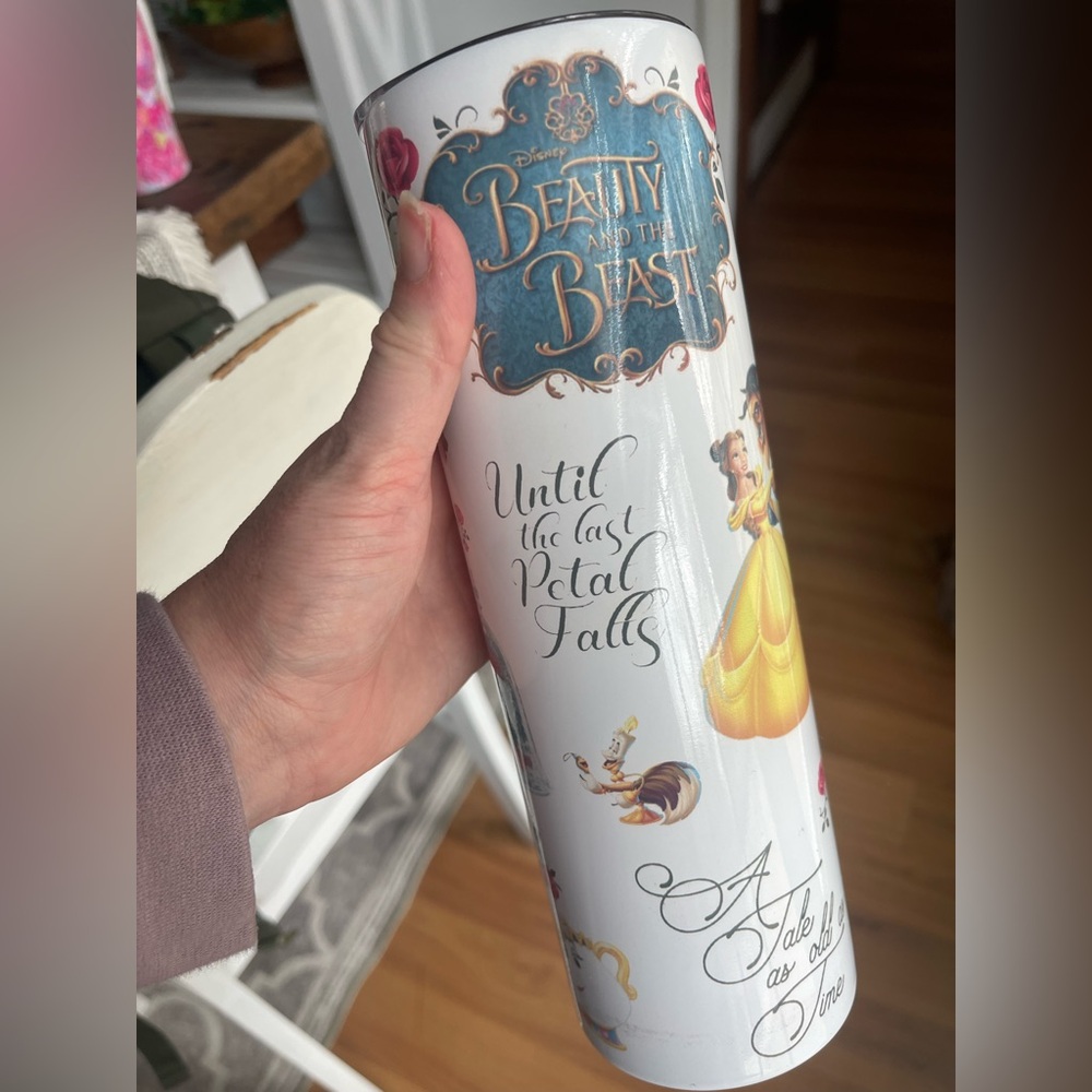 Disney Beauty and the Beast White and Blue Tumbler
